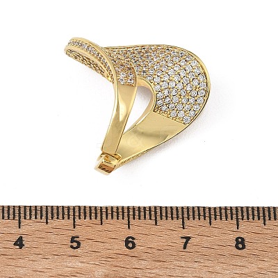 Brass Micro Pave Clear Cubic Zirconia Cuff Open Rings for Women RJEW-L343-15G-1