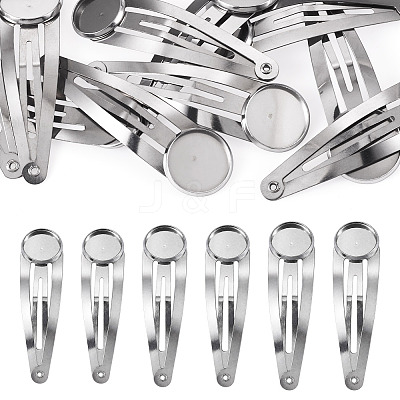 15Pcs 3 Styles 304 Stainless Steel Snap Hair Clip Finding STAS-TA0006-49-1