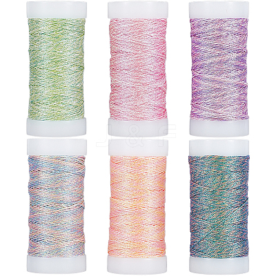 6 Rolls 6 Colors 6-Ply Metallic Polyester Embroidery Floss EMBR-CY0001-03-1