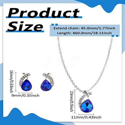Alloy Rhinestone Pendant Necklace & Stud Earring Sets SJEW-LP0001-46A-1