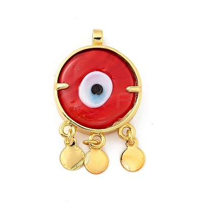 Rack Plating Handmade Evil Eye Lampwork Pendants KK-F838-01-G-1