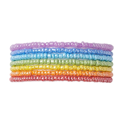 7 PCS Rainbow Style Glass Seed Beads Bracelets for Women BJEW-JB10067-1