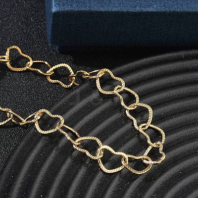 304 Stainless Steel Heart Link Chain Bracelets SA-CBA2696-16G-1