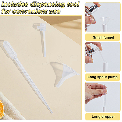 80Pcs Empty Portable Plastic Spray Perfume Bottle with 2Pcs Plastic Pump with 2Pcs Mini Transparent Plastic Funnel Hopper with 6Pcs Disposable Plastic Droppe AJEW-BC0007-50C-1