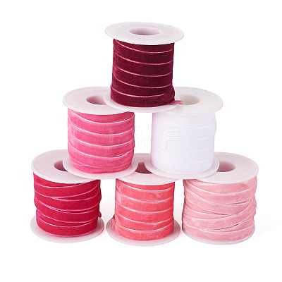 60 Yards 6 Colors Single Face Velvet Ribbon SRIB-TA0001-38-1