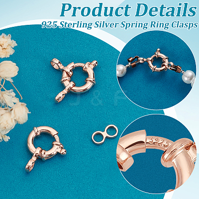 2Pcs 925 Sterling Silver Spring Ring Clasps FIND-PH0022-63RG-1