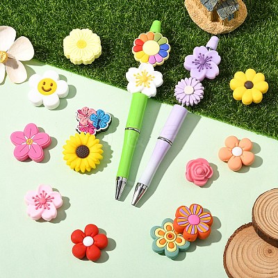 16Pcs 16 Styles Silicone Beads SIL-YW0002-03-1