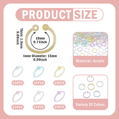 150Pcs 6 Colors Plastic Loose Leaf Book Binder Hinged Rings FIND-TA0010-54C-1