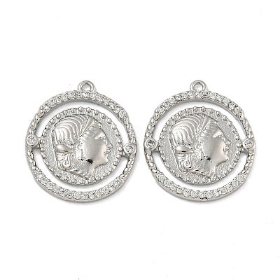 Brass Pave Clear Cubic Zirconia Pendants KK-N254-101P-1