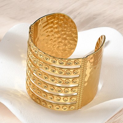 304 Stainless Steel Cuff Bangles for Women BJEW-Z096-06G-1