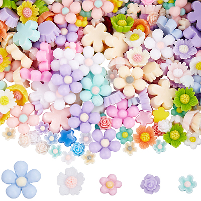 300Pcs 5 Styles Opaque Resin Cabochons RESI-SP0001-13-1