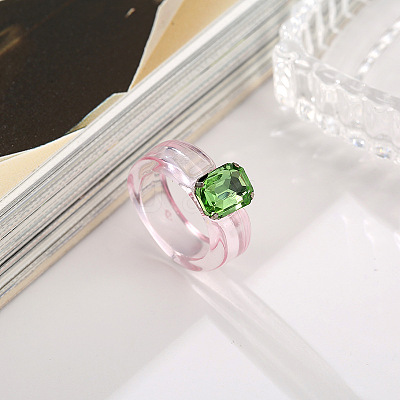 Rectangle Resin with Glass Finger Rings for Women FS-WG96B1D-06-1