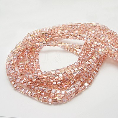 Electroplate Glass Beads Strands EGLA-D018-8x8mm-69-1