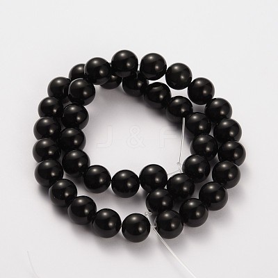 Natural Gemstone Obsidian Round Beads Strands G-O030-14mm-08-1