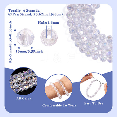 4 Strands Transparent Glass Beads EGLA-TA0001-80A-1