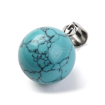 Round Synthetic Turquoise Pendants G-Q434-21-1