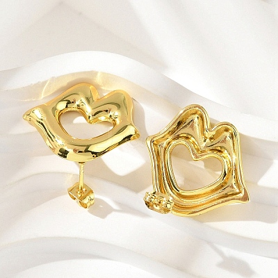 Lip 304 Stainless Steel Stud Earrings LS-EJEW-A125-57G-1