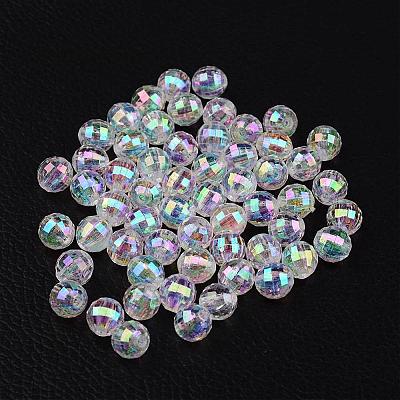 Faceted Eco-Friendly Transparent Acrylic Round Beads TACR-K001-8mm-22-1