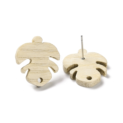 Ash Wood Stud Earring Findings EJEW-N017-011G-1