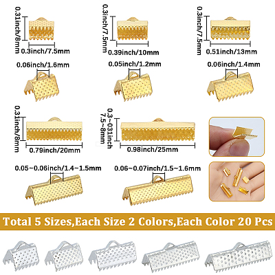 200Pcs 10 Styles Alloy Ribbon Ends FIND-SC0021-78-1