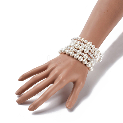 Shell Pearl Stretch Bracelets Sets BJEW-JB04108-1