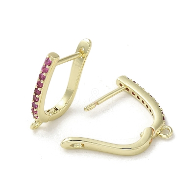 Brass Micro Pave Cubic Zirconia Hoop Earring Findings KK-C048-11G-1