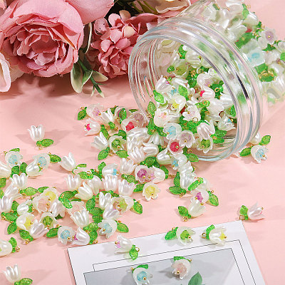 240Pcs 8 Colors ABS Plastic Imitation Pearl Pendants PALLOY-CA00026-1