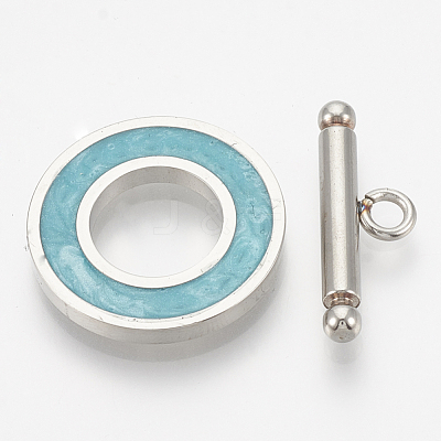 201 Stainless Steel Toggle Clasps STAS-T037-06B-1