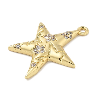 Rack Plating Brass Micro Pave Cubic Zirconia Pendants KK-L224-015G-1