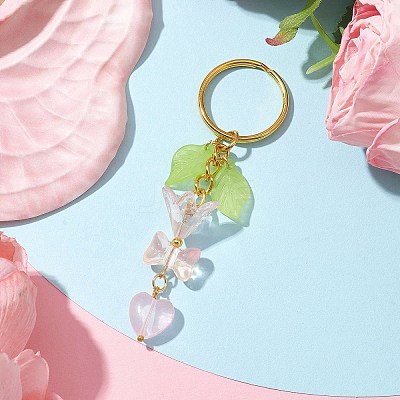 Bowknot & Heart Glass Pendant Decorations KEYC-JKC00691-03-1