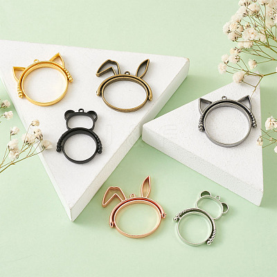 Alloy Open Back Bezel Pendants(Rotatable) PALLOY-TA0001-01-1