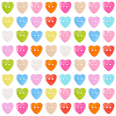 150Pcs Acrylic Heart Buttons BUTT-TA0001-38-1
