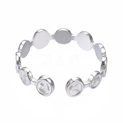 Non-Tarnish 304 Stainless Steel Flat Round Open Cuff Ring X-RJEW-T023-65P-1