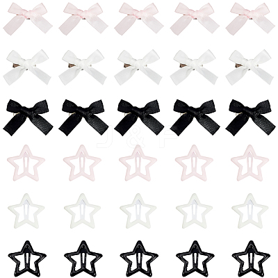 30Pcs 3 Colors Star Iron Enamel Snap Hair Clips OHAR-SP0001-03-1