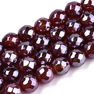 Electroplate Natural Agate Beads Strands G-T131-54I-1