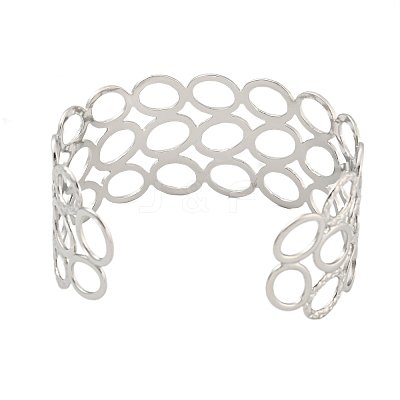 304 Stainless Steel Hollow Open Cuff Bangles BJEW-S151-04P-1