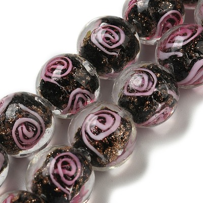 Handmade Gold Sand Lampwork Beads Strands LAMP-OC0001-53A-1