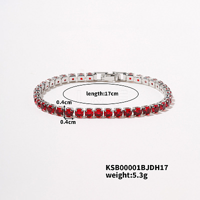 Brass Cubic Zirconia Chain Bracelets UE0226-7-1