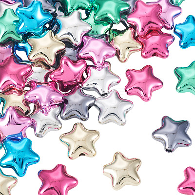 56Pcs 7 Colors UV Plating Opaque Acrylic Beads PACR-TA0001-25-1