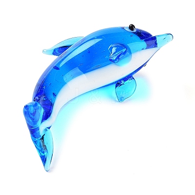 3D Dolphin Handmade Lampwork Display Decoration DJEW-C012-05-1