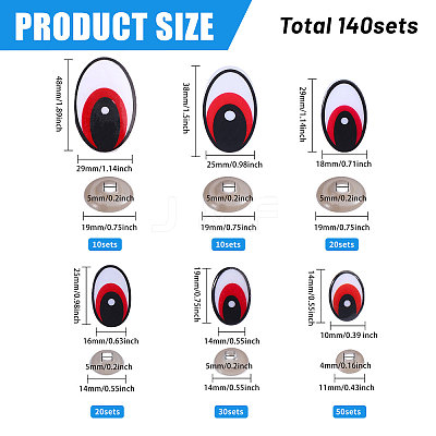 Oval Plastic/Resin Craft Safety Eyes DIY-GL0005-64B-1