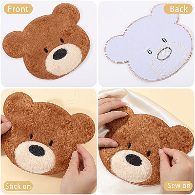 Computerized Embroidery Polyester with Fur Iron on/Sew on Patches DIY-WH0671-397A-1