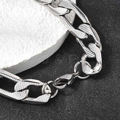201 Stainless Steel Cuban Link Chains Bracelets for Women Men STAS-T077-19B-01P-1