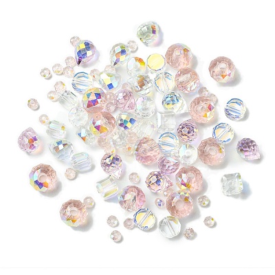 114Pcs Transparent Electroplate Glass Beads GLAA-K064-09B-1