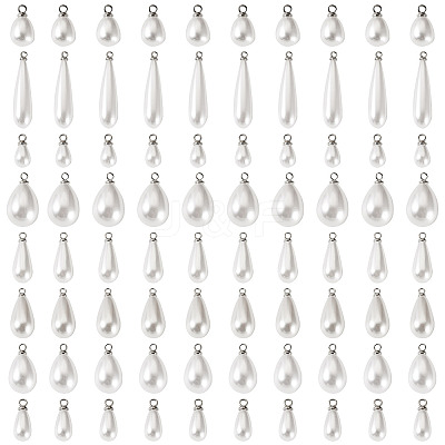 80Pcs 8 Styles ABS Plastic Pearl Pendants FIND-TA0010-50-1