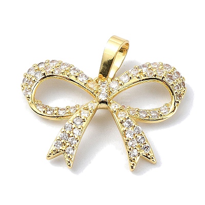 Rack Plating Brass Pave Cubic Zirconia Pendants KK-M282-27G-1