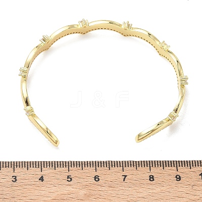 Brass Micro Pave Clear Cubic Zirconia Cuff Bangles for Women BJEW-A172-04G-1