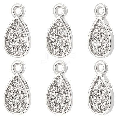6Pcs Rhodium Plated 925 Sterling Silver Pendant STER-PH0003-36-1