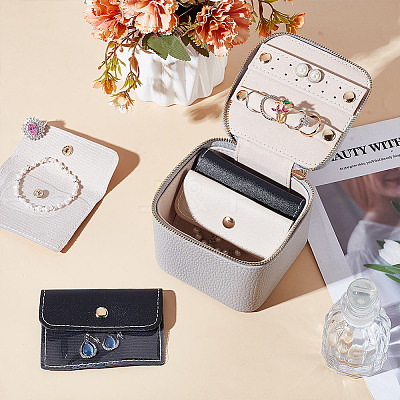 Portable Imitation Leather Jewelry Storage Zipper Boxs with 4 Insert Bags CON-WH0202-001D-1