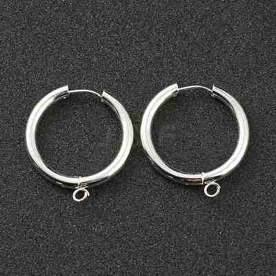 201 Stainless Steel Huggie Hoop Earring Findings STAS-P283-01M-S-1